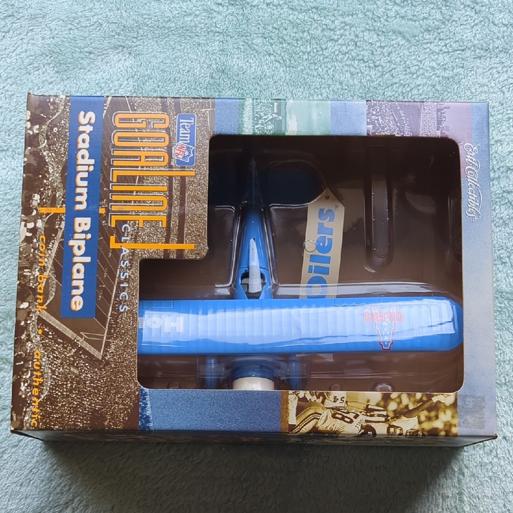 1996 Ertl Collectibles Houston Oilers Bi Plane NFL Die Cast Coin Bank
